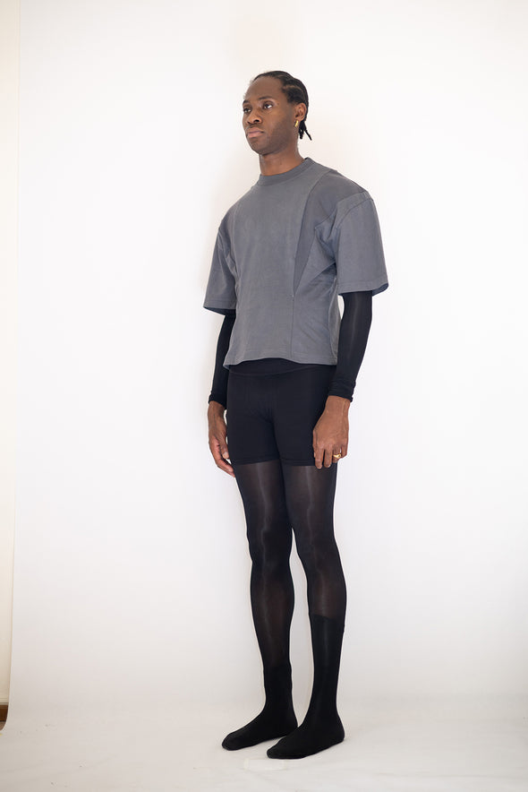 CUT UP SHOULDERS T-SHIRT (BLACK) UPCYCLED YEEZY GAP