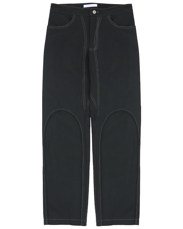 DENIM TROUSERS WITH PIPING DETAIL (BLACK)