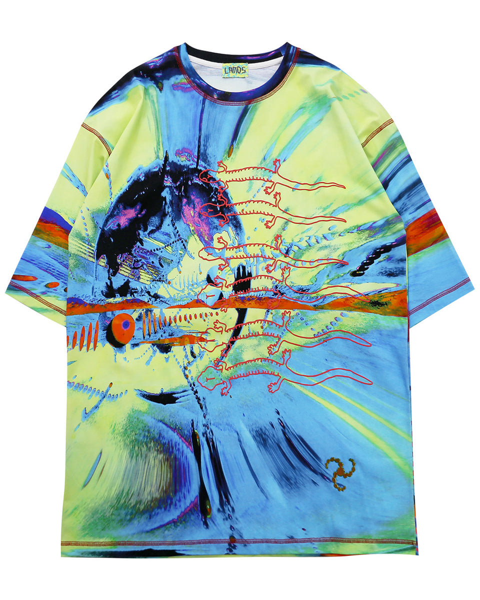 4s4ki×kim laughton コラボTシャツ KIM LAUGHTON / キム・ロートン - LANDS T-SHIRT B (MULTI) | RADD LOUNGE