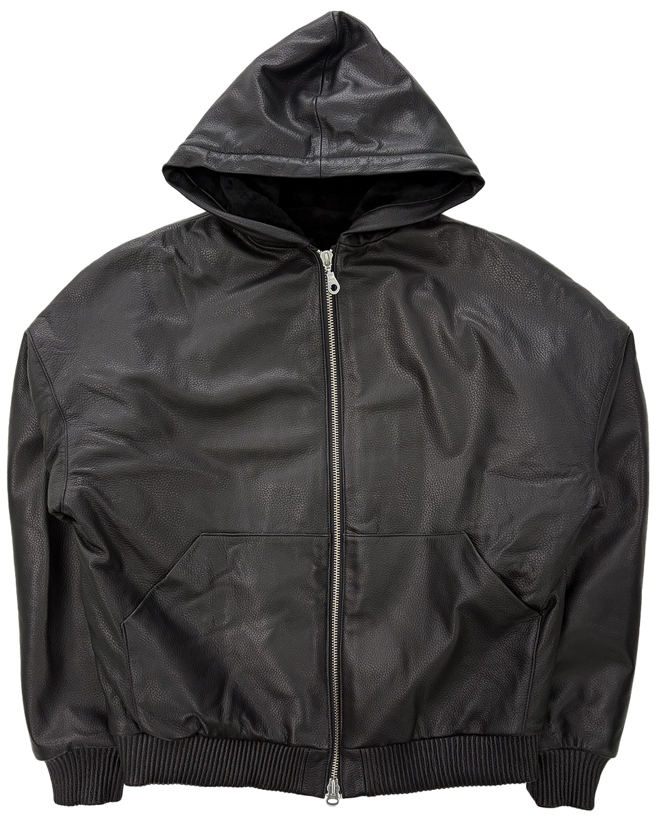 NIK KOSMAS / ニックコスマス - FUR LEATHER HOODIE JACKET (BLACK