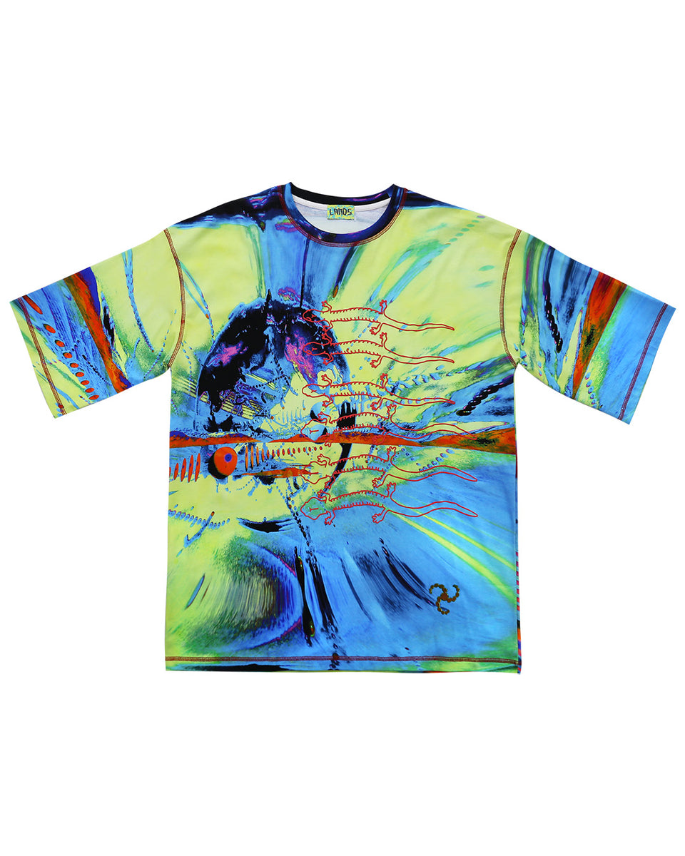 さ　KIM LAUGHTONの「Fertile Strains」Tシャツ KIM LAUGHTON / キム・ロートン - LANDS T-SHIRT B (MULTI) | RADD LOUNGE