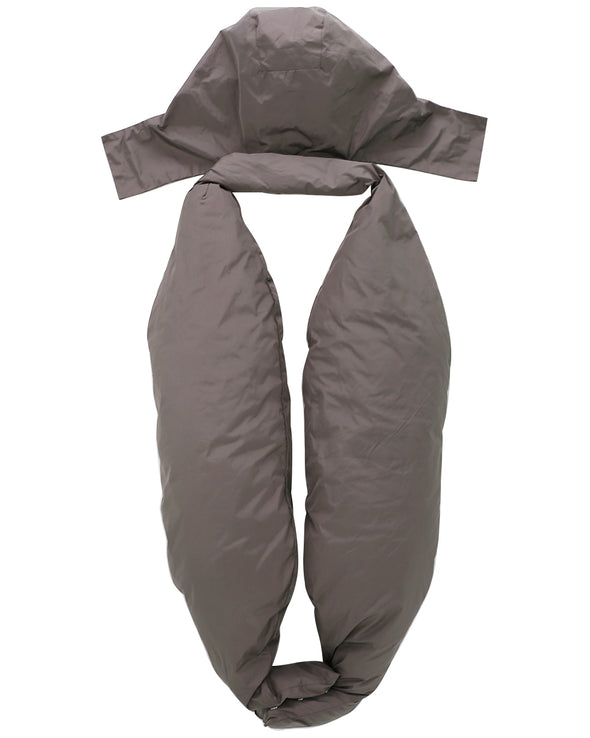 PUFFED VEST WITH PACKABLE HOOD AND HIDDEN POCKETS (CLAY)