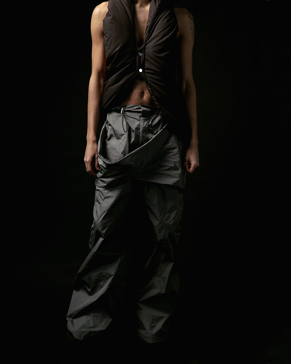 DRAPED TROUSER WITH DETACHABLE SKIRT (CLAY)