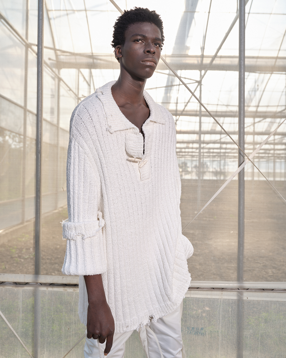 NUTEMPEROR / ナットエンペラー - OPEN COLLAR SWEATER (OFF WHITE