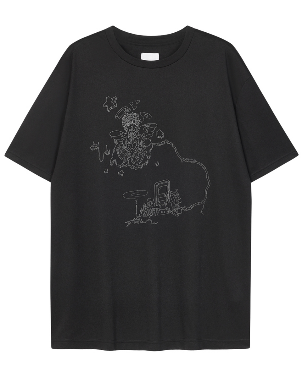 NUTEMPEROR / ナットエンペラー - OVERSIZED GRAPHIC T-SHIRT (BLACK NUTEMPEROR / ナットエンペラー - OVERSIZED GRAPHIC T-SHIRT (BLACK