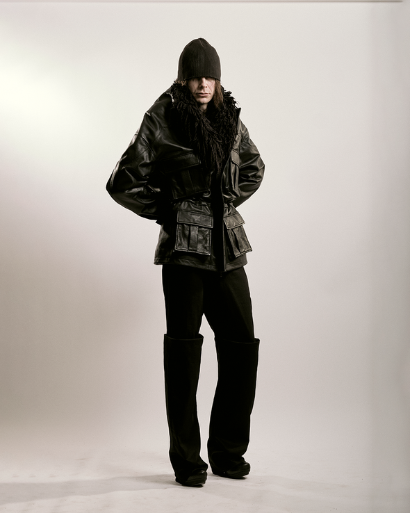 PARKA LEATHER JACKET (BLACK)