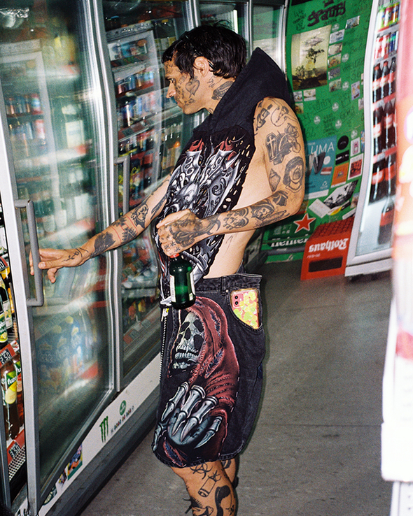SKULL NO SLEEVE HOODIE 2 (BLACK) RADD LOUNGE LIMITED