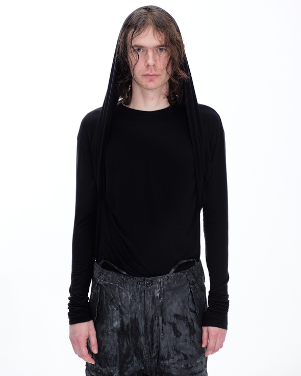 LONG SLEEVE SHIRT WITH PANEL (BLACK)