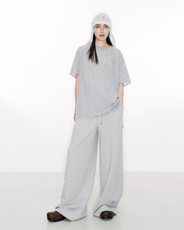 WIDE SWEAT PANTS (GREY)