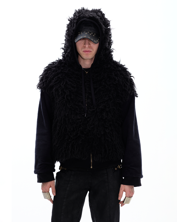 HOODIE WAXED JACKET (BLACK)