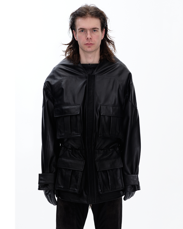 PARKA LEATHER JACKET (BLACK)