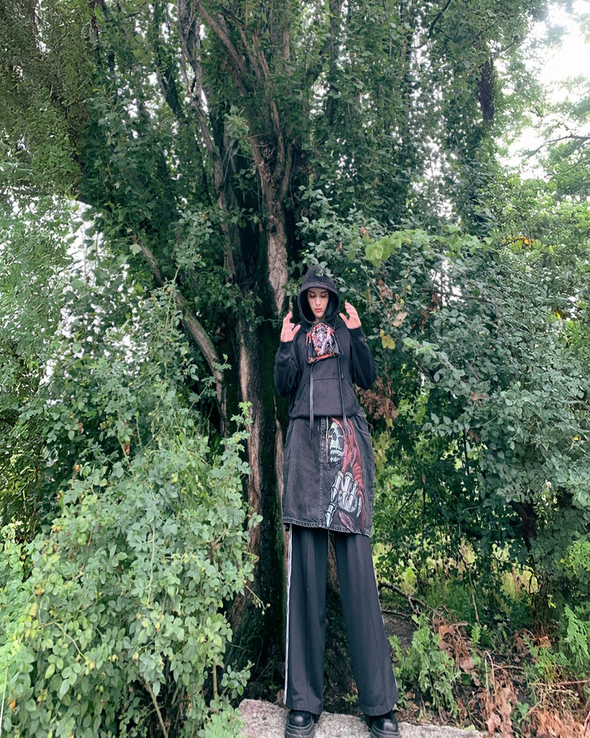 SKULL LONG SKIRT 1 (BLACK) RADD LOUNGE LIMITED