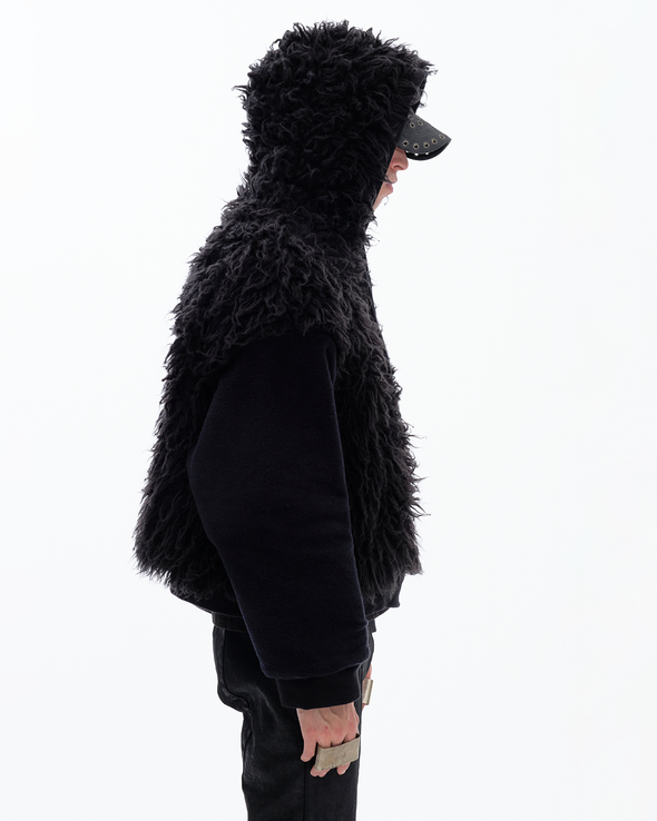 HOODIE WAXED JACKET (BLACK)