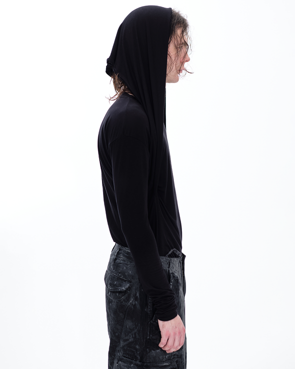 LONG SLEEVE SHIRT WITH PANEL (BLACK)