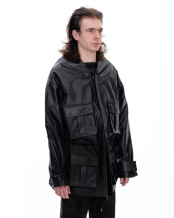 PARKA LEATHER JACKET (BLACK)