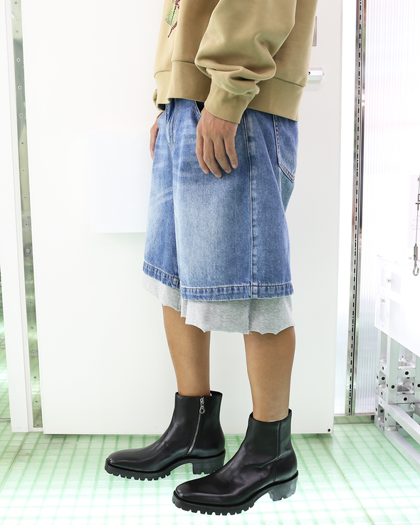 SQUARE TOE ZIPPER BOOTS (BLACK) RADD LOUNGE 限定