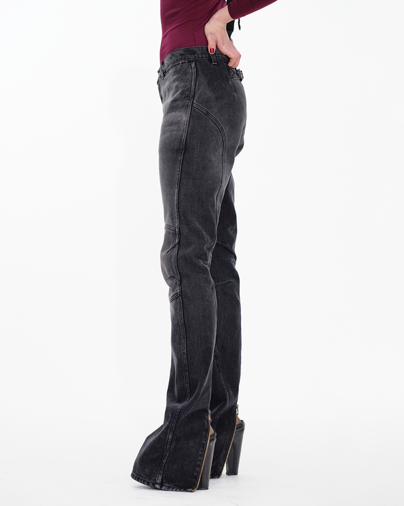 DENIM BIKER PANTS (BLACK)
