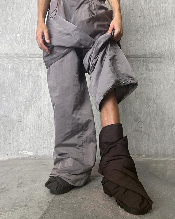 PUFFED LONG BOOTS (STONE GRAY)
