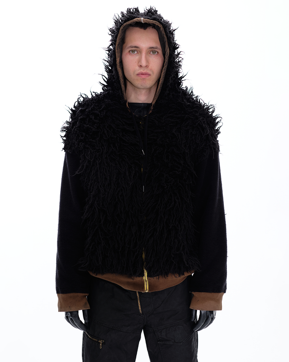 HOODIE WAXED JACKET (DARK BROWN)