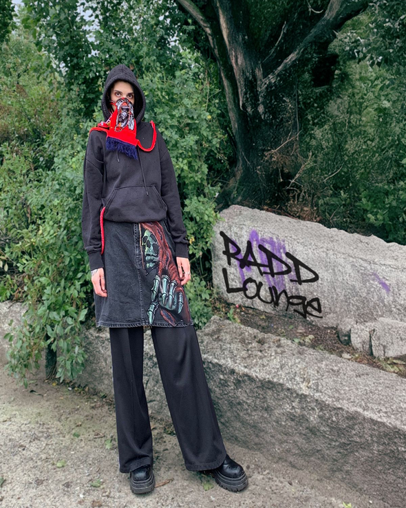 SKULL LONG SKIRT 1 (BLACK) RADD LOUNGE LIMITED