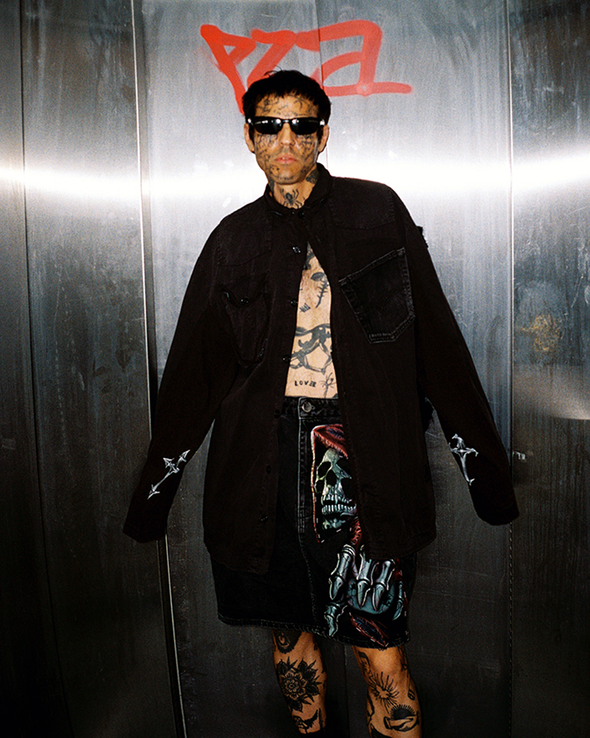 SKULL LONG SKIRT 1 (BLACK) RADD LOUNGE LIMITED
