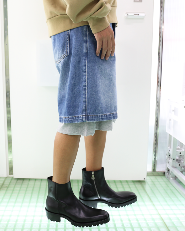 SQUARE TOE ZIPPER BOOTS (BLACK) RADD LOUNGE 限定