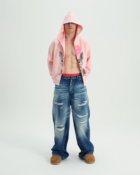 CUTE ANIMAL ZIP HOODIE (PINK) RADD LOUNGE 限定