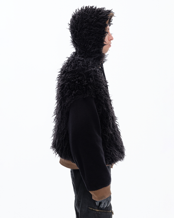 HOODIE WAXED JACKET (DARK BROWN)