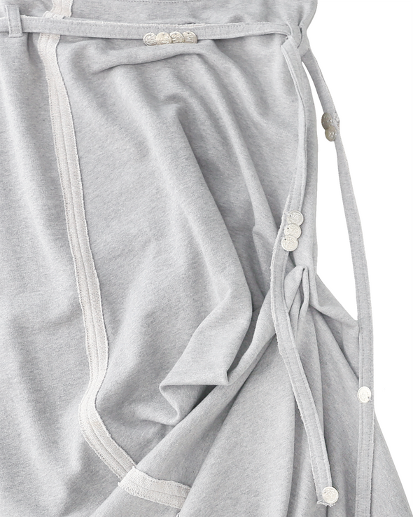 DRAPED MAXI SKIRT IN JERSEY LOOPBACK WITH CORD (GREY)