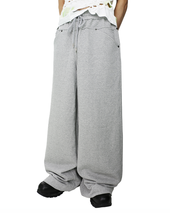 WIDE SWEAT PANTS (GREY)