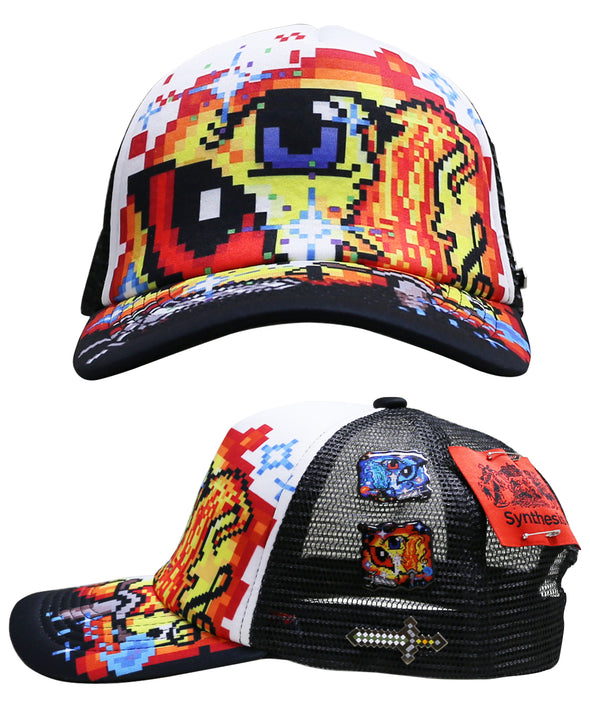 SYNTHESIS - WEB44 MESH CAP (+3 pin) (RED/WHITE)