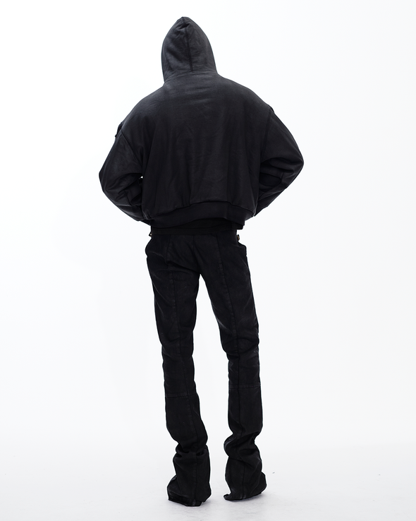 HOODIE WAXED JACKET (BLACK)