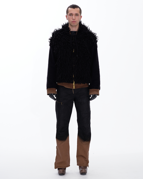 HOODIE WAXED JACKET (DARK BROWN)