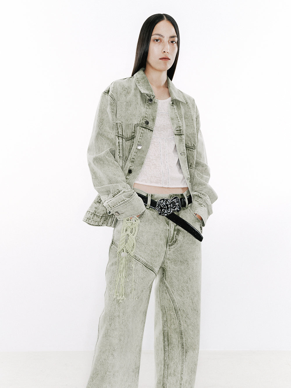 NUTEMPEROR / ナットエンペラー - DENIM PANTS (LIGHT GREEN) | RADD 