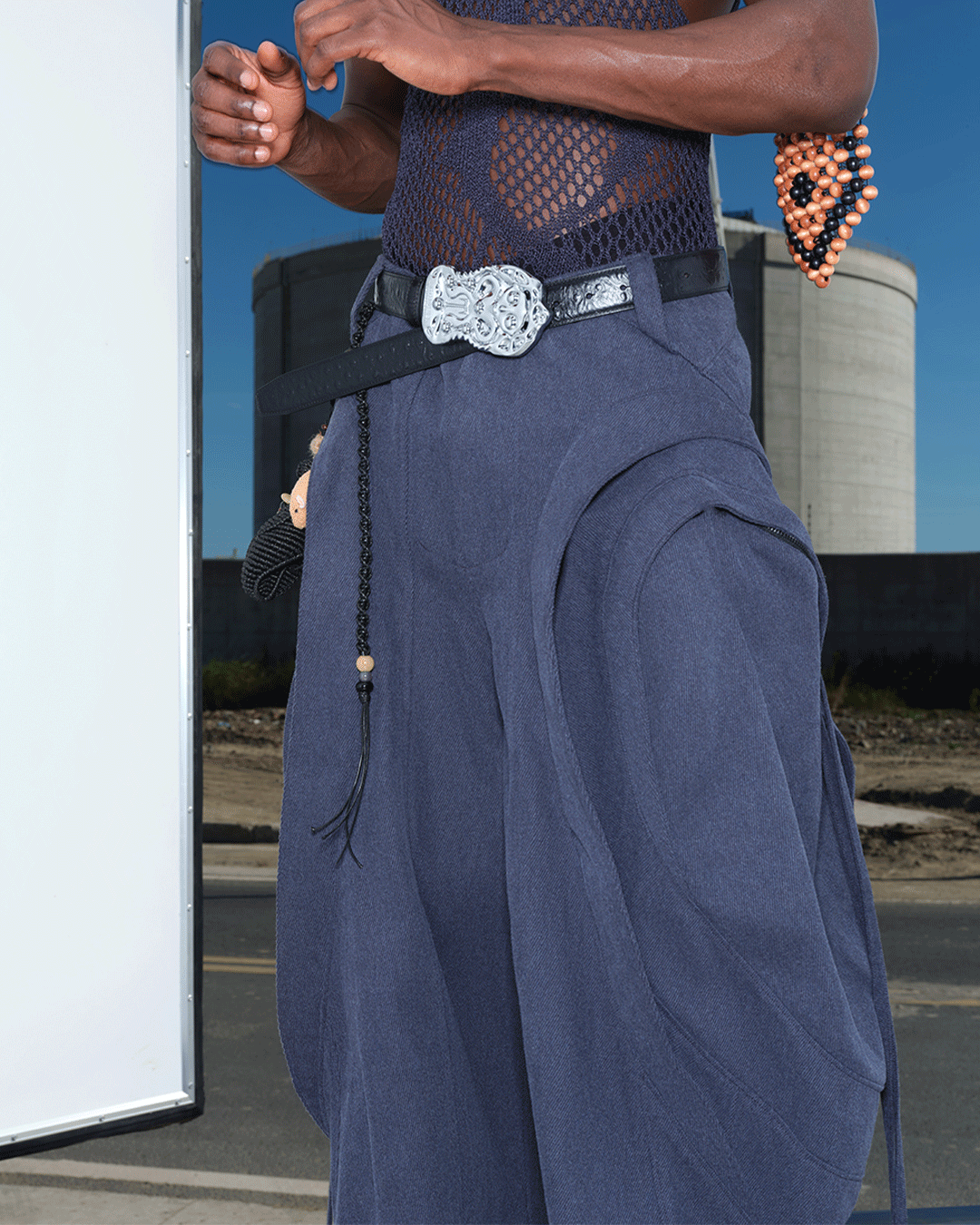 NUTEMPEROR / ナットエンペラー - DISTORTION WIDE PANTS (NAVY NUTEMPEROR / ナットエンペラー - DISTORTION WIDE PANTS (NAVY