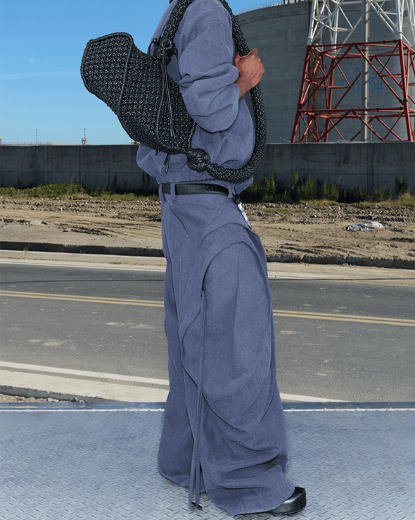 NUTEMPEROR / ナットエンペラー - DISTORTION WIDE PANTS (NAVY