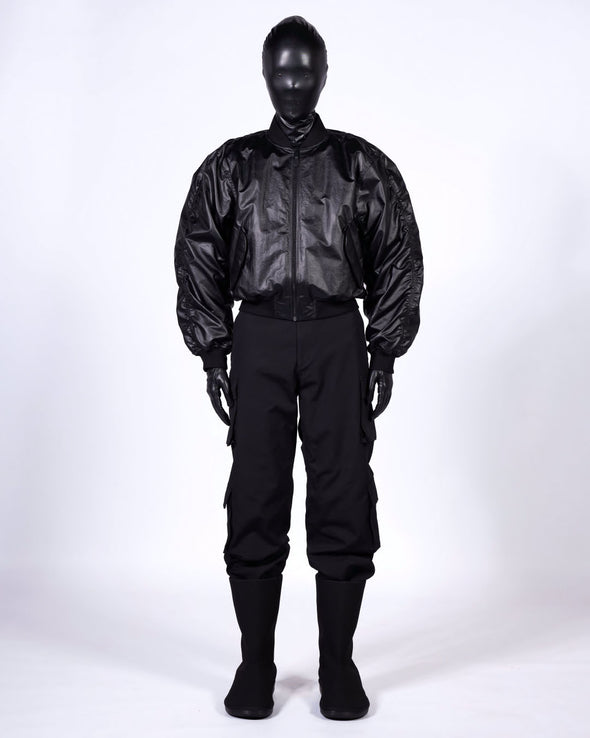 DINGYUN ZHANG / ディンユー・チャン - CROPPED BOMBER JACKET (BLACK