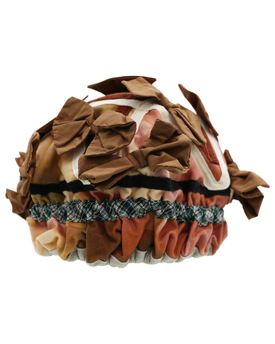 HEATHER BRENNAN EVANS - MOP BERET WITH BOWS (BROWN)