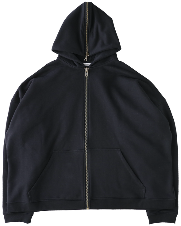 OVERSIZED ZIP-UP WASHED OUT BRONZE LOGO PRINT (BLACK)