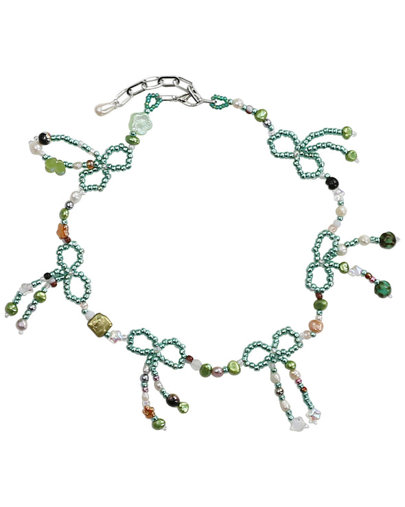 METALIC GREEN RIBBONS NECKLACE (N/A)