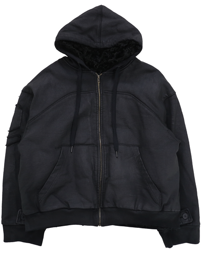 HOODIE WAXED JACKET (BLACK)