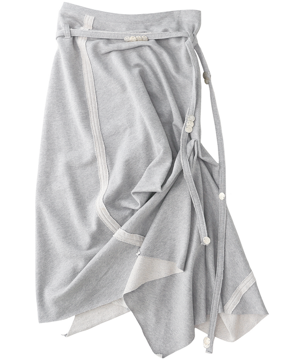 DRAPED MAXI SKIRT IN JERSEY LOOPBACK WITH CORD (GREY)