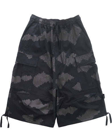 Dingyun Zhang camo sweat shorts ショーツ DINGYUN ZHANG / ディンユー・チャン - GRID CAMO CARGO SHORTS (CAMO