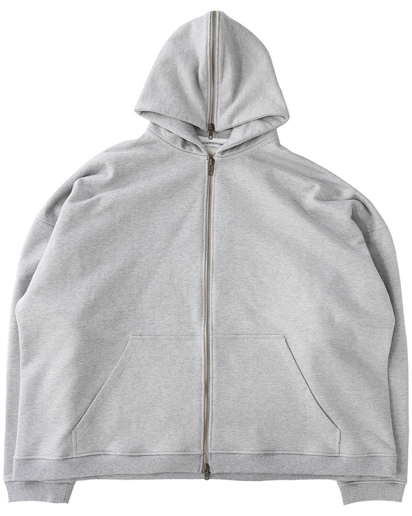 OVERSIZED ZIP-UP WASHED OUT BRONZE LOGO PRINT (GREY)