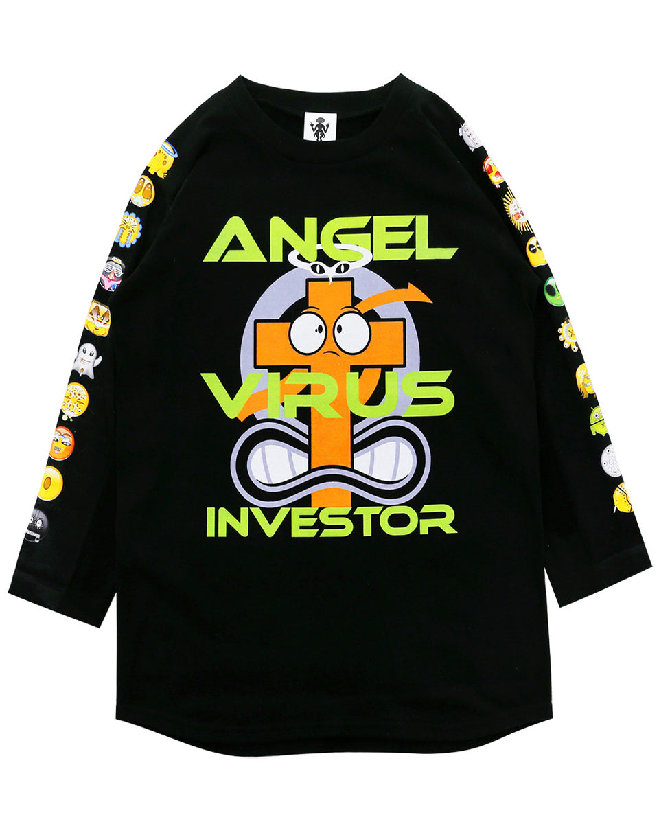 【FUZZYKON】スプレーペイント 悪魔ピエロ オーバーシルエットシャツ ID XANTHRAX / アイディー・ザンスラックス - ANGEL VIRUS INVESTOR LS