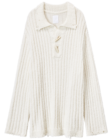 OPEN COLLAR SWEATER (OFF WHITE)