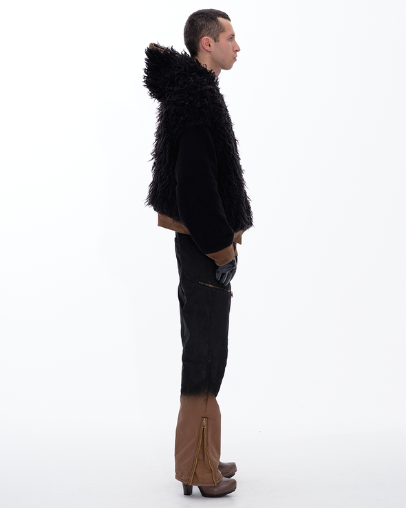 HOODIE WAXED JACKET (DARK BROWN)