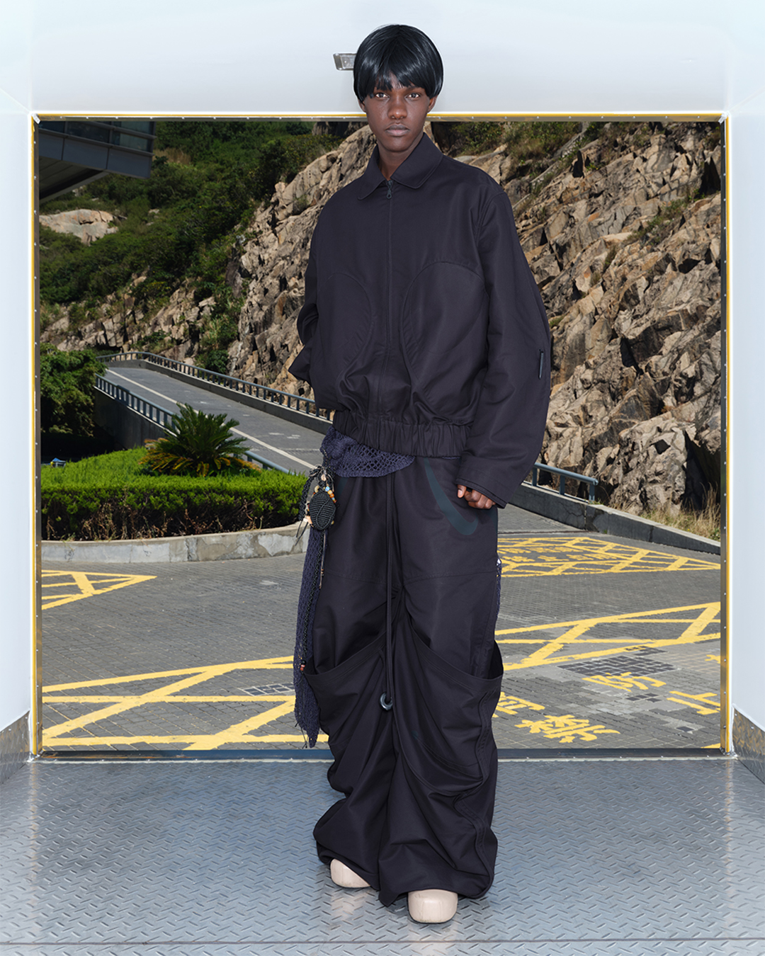 NUTEMPEROR / ナットエンペラー - OVERSIZED SQUARE PANTS (BLACK NUTEMPEROR / ナットエンペラー - OVERSIZED SQUARE PANTS (BLACK