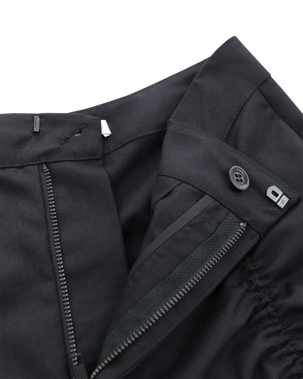 TROUSERS WITH V-WAISTBAND AND GATHERING DETAIL (DUSKY BLACK)