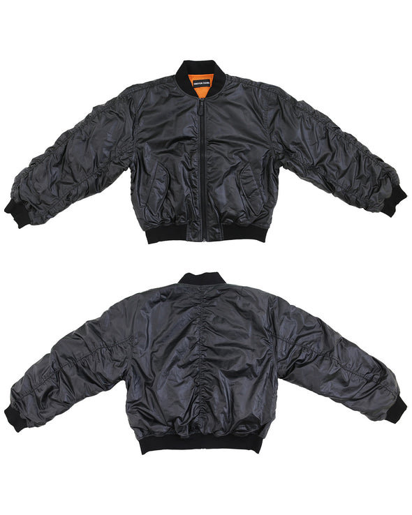 DINGYUN ZHANG / ディンユー・チャン - CROPPED BOMBER JACKET (BLACK